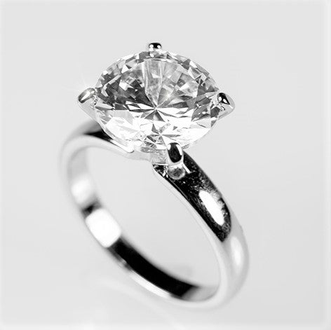 Odelia Timeless 10mm Round Solitaire Engagement Ring | 3.5ct | Sterling Silver - Beloved Sparkles
